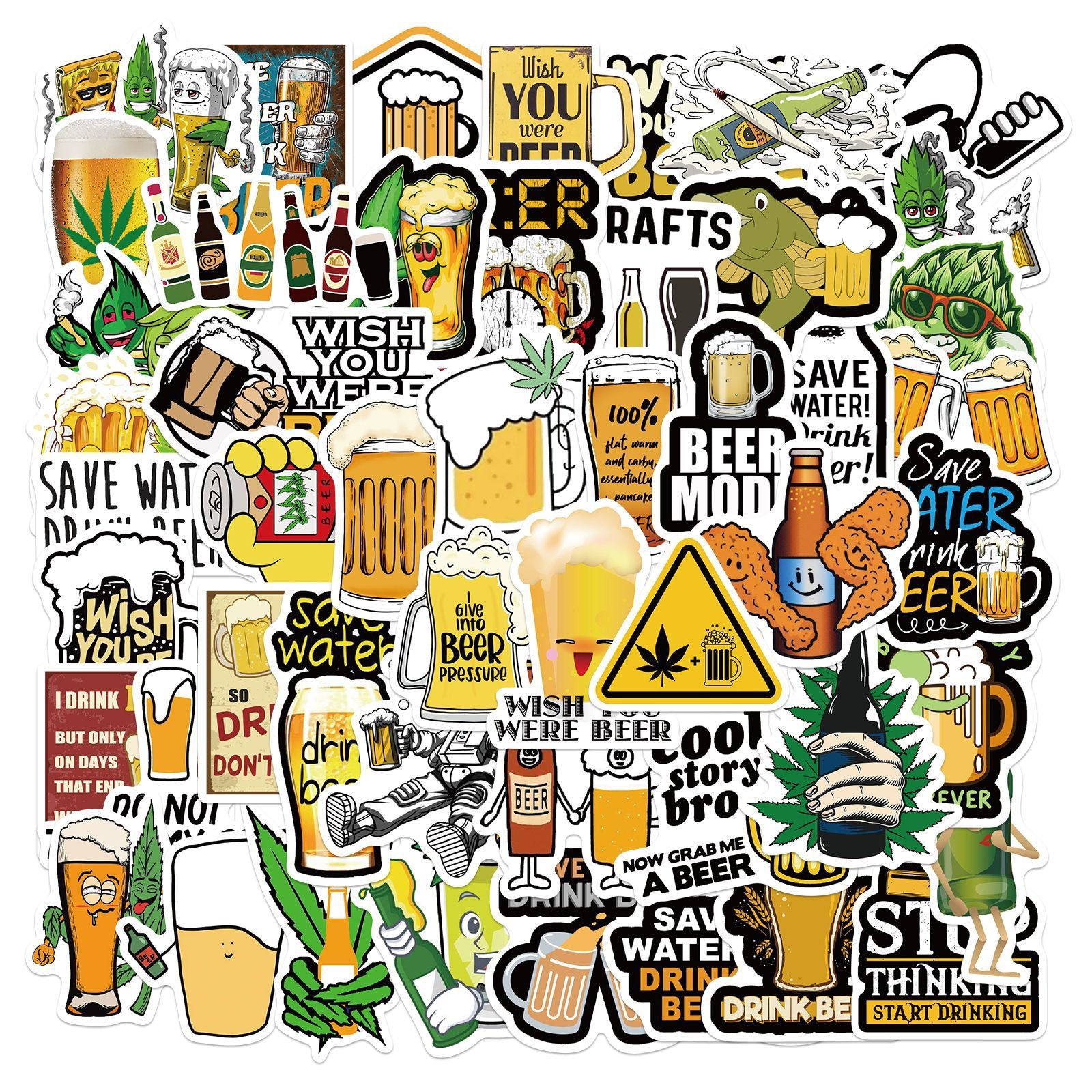 50pcs Funny Drink Beer Stickers